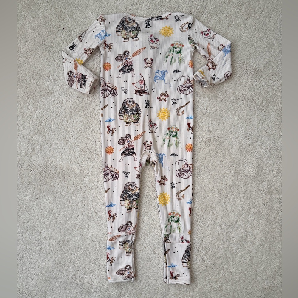 Lama Littles Disneys Moana Kids Convertible One Piece Footie Pajama - Picture 8 of 11